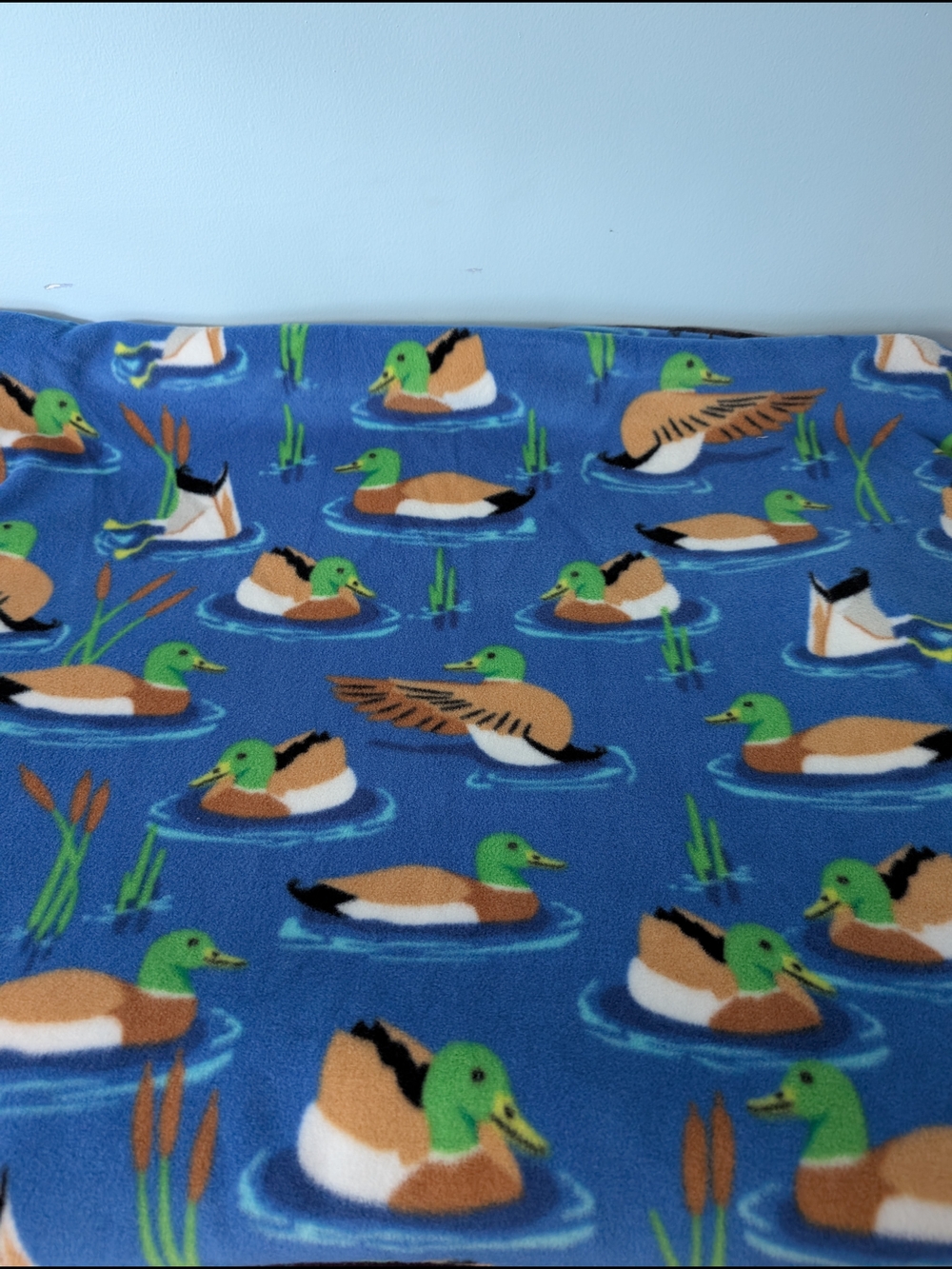 Hand Crafted Blue Mallard Duck Double Sided Fleece Blanket
